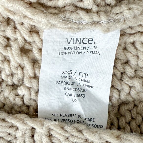 Vince Hand-Knit Linen Sweater Top – Natural Beige XXS - Picture 4 of 5
